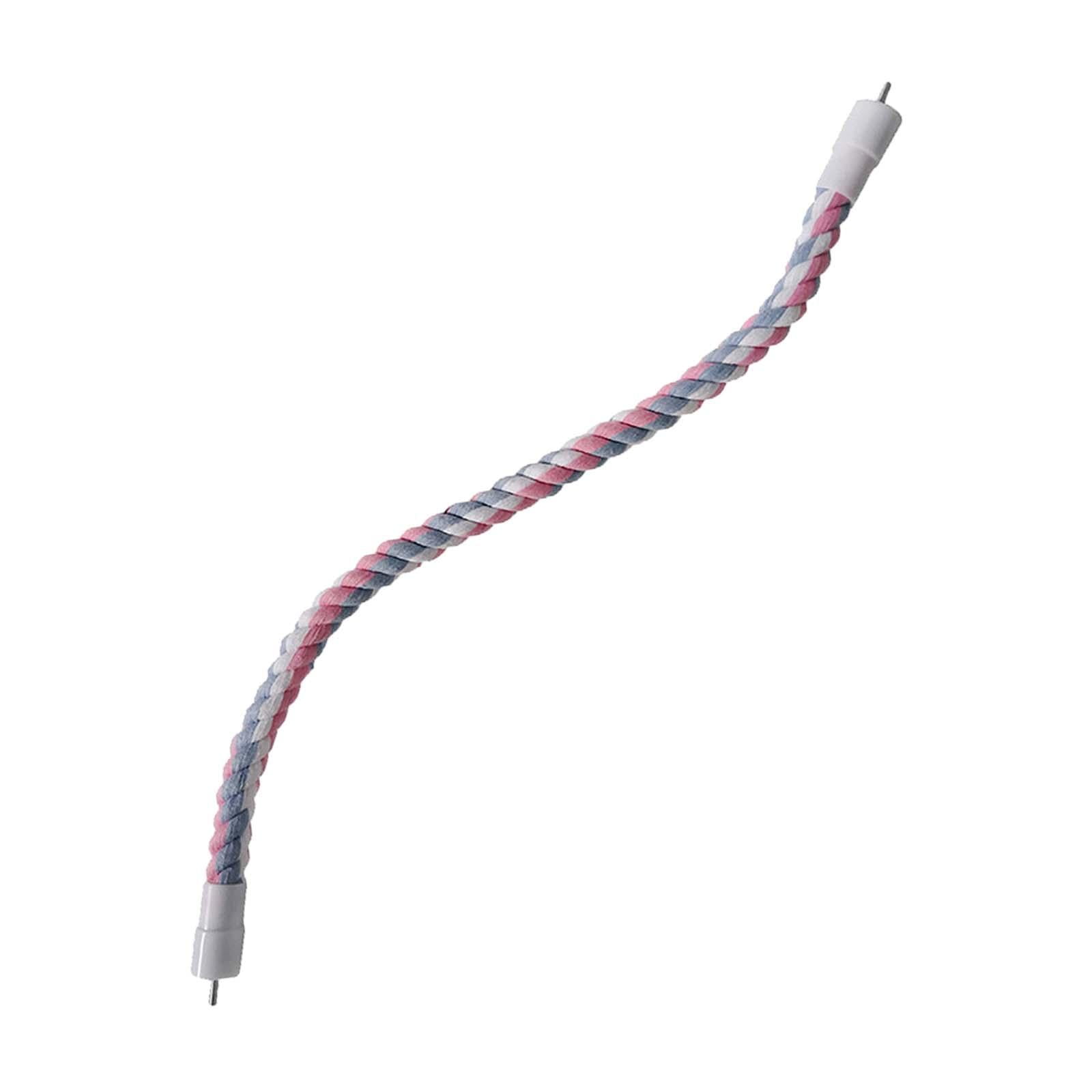 DOLITY Bird Perch Stand Climbing Ropes Bungee Bird Toys for Cockatiel Finch Pink White Gray M
