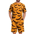 thumbnail image 3 of Hsovts Mens Pajamas Set Short Sleeve Sleepwear Crew Neck Pjs Sets Two-Pieces Loungewear with Pockets Orange 2XL, 3 of 8
