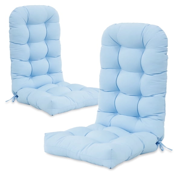 COOS BAY 49.1'' x 19.6'' Outdoor High Back Seat Cushion Set of 2, Adirondack Chair Cushions, Extra Thick Rocking Chair Cushions, Light Blue