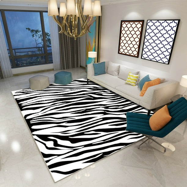 Modern Soft Zebra Pattern Carpet Floor Rug 1.64/5.25/6.56*2.62ft