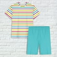 thumbnail image 5 of Tnhcen Women's Summer Striped Crewneck Short Sleeve Sleepwear Set | Matching Shorts | S-3XL | Polyester Spandex Loungewear, 5 of 5