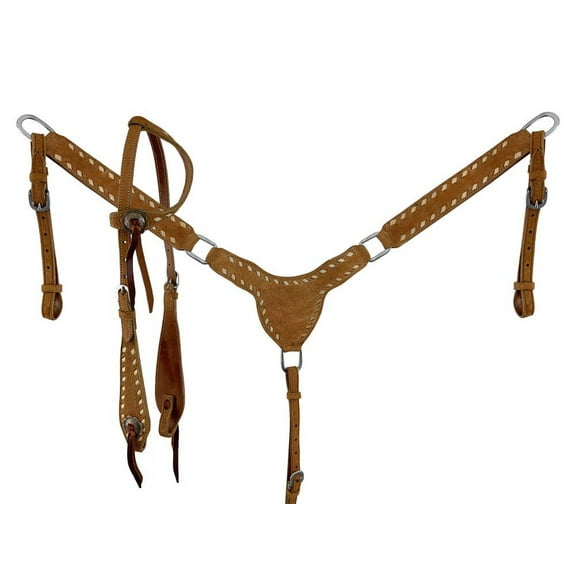 Showman Roughout Buckstitch Single Ear Headstall & Breast Collar Set