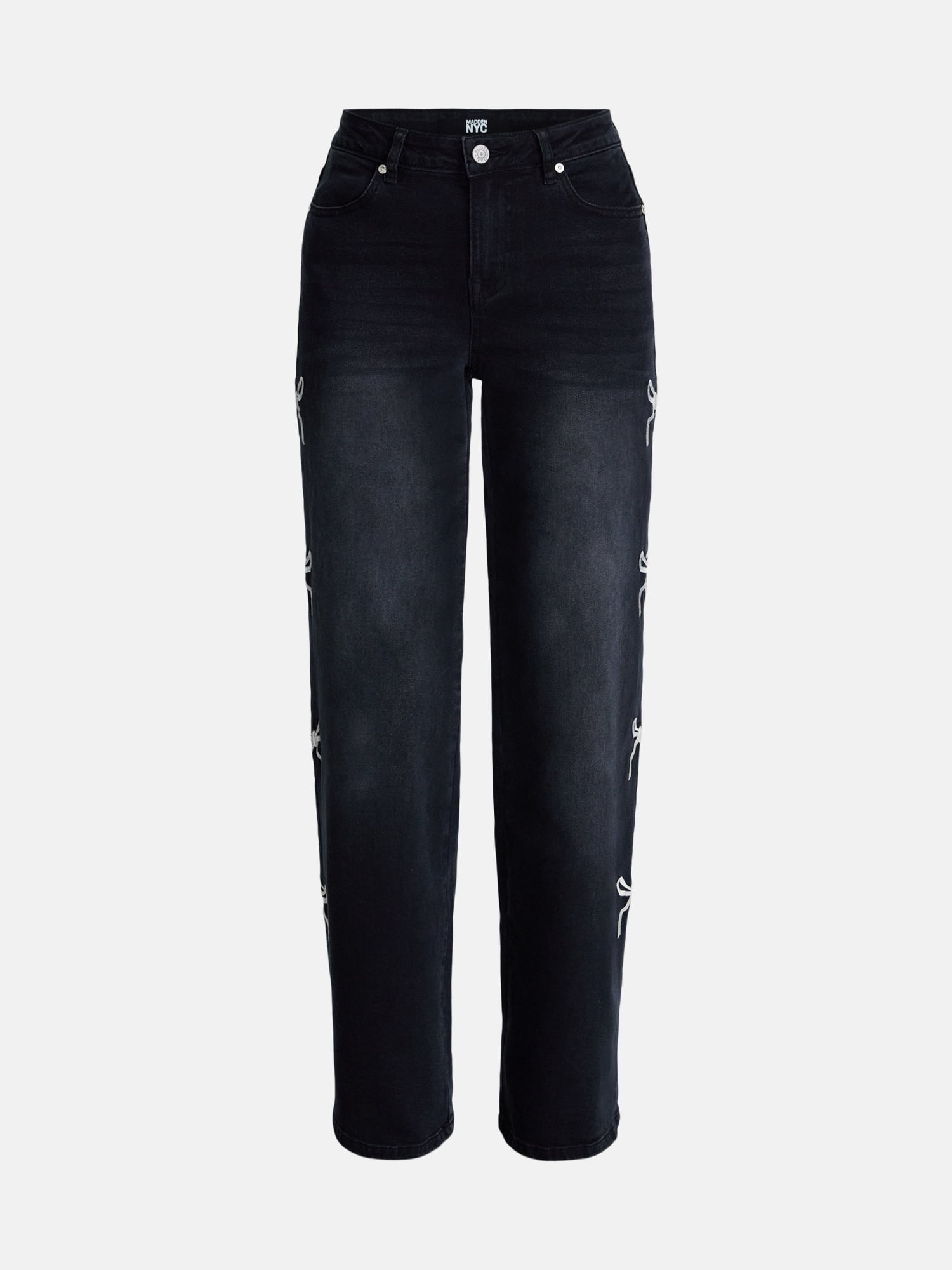 Madden NYC Women’s Ultra 90's Jeans with Bow Embroidery, 32'' Inseam, Sizes 00-18