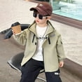 thumbnail image 4 of YunPes Children's Loose Trench Coat Children's Solid Color Windbreaker Cool Casual Jacket Versatile Top Outerwear Little Boys Jackets, 4 of 7