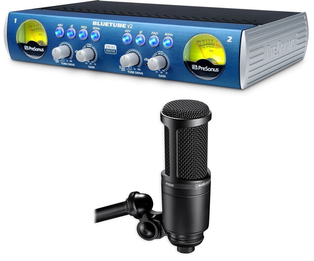 Presonus Bluetube DP V2 2 Channel Tube Mic Pre+Audio Technica AT2020