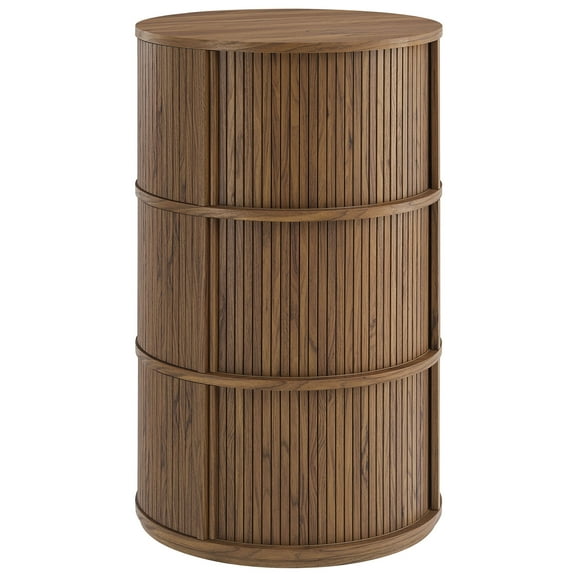 Coffee Sofa Side End Table, round, Walnut Brown, Wood, Living Room Lounge Cafe Lobby Hospitality Restaurant, Modern Contemporary, HB37995