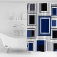 thumbnail image 2 of Space Design Sense Shower Curtain, 48" x 72", Grey Blue Line Suqare Abstract Stitching Waterproof Bathroom Curtain Washable Shower Curtain Set with 12 Hooks, 2 of 6