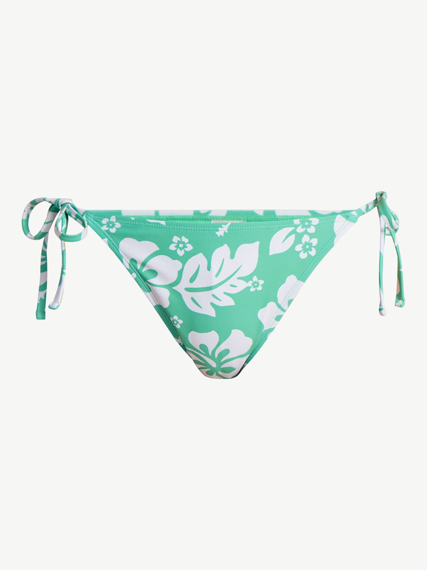 No Boundaries Hibiscus Printed Side Tie Bikini Bottoms, Women’s