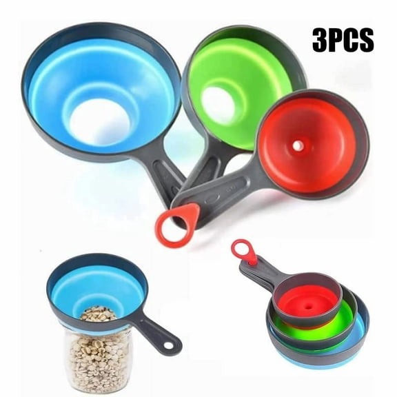 Canning Funnels wide mouth,Set of 3 Silicone Collapsible Funnels for Kitchen Use,Food Grade Kitchen Funnel,Large Wide Mouth Funnel for Mason Jars,Jam and Spice,Small Funnel