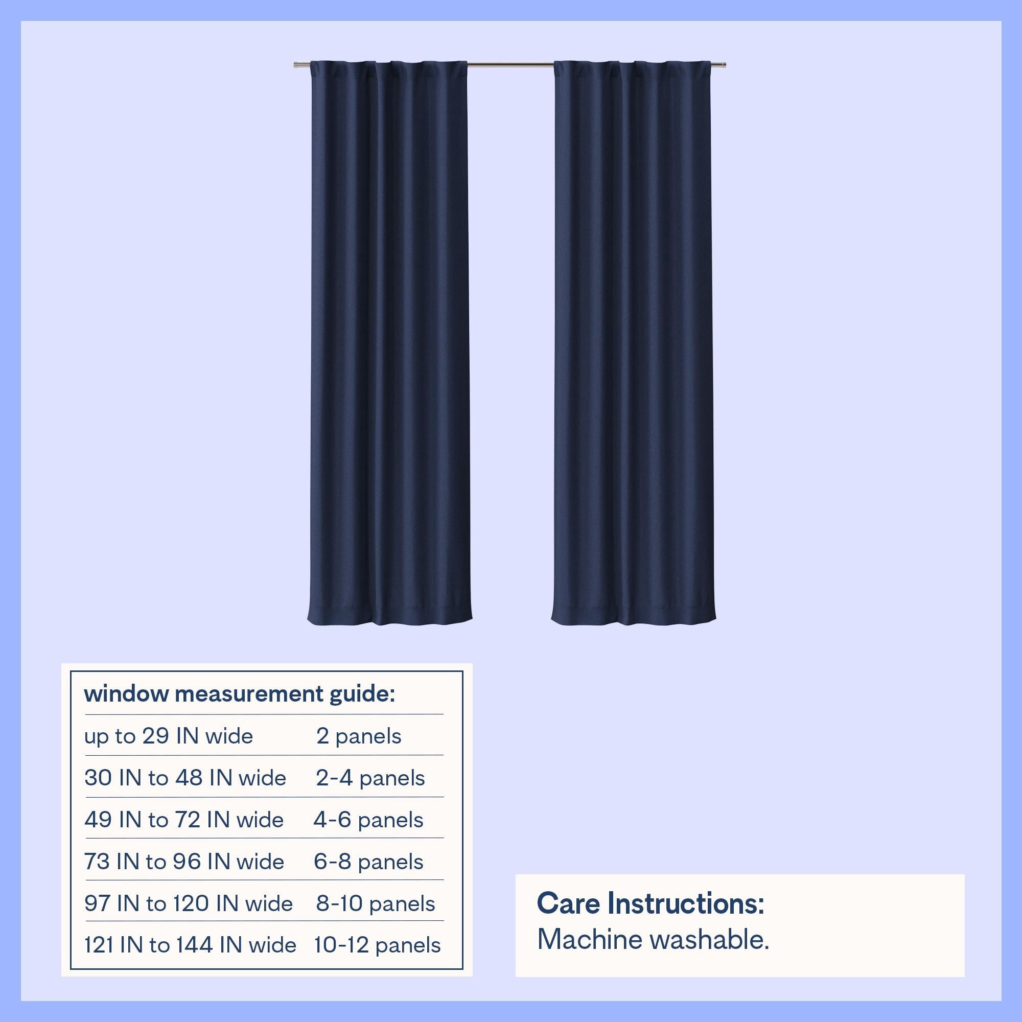 Mainstays Kids Solid Blackout Curtain Panel Pair, Navy Blue, Rod Pocket with Back Tabs, Set of 2, 30 in x 95 in