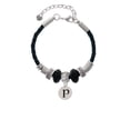 thumbnail image 2 of Delight Jewelry Silvertone Disc 1/2'' Initial - p - Middle Sister Celtic Knot Leather Bead Bracelet, 7"+2" Extender, 2 of 4
