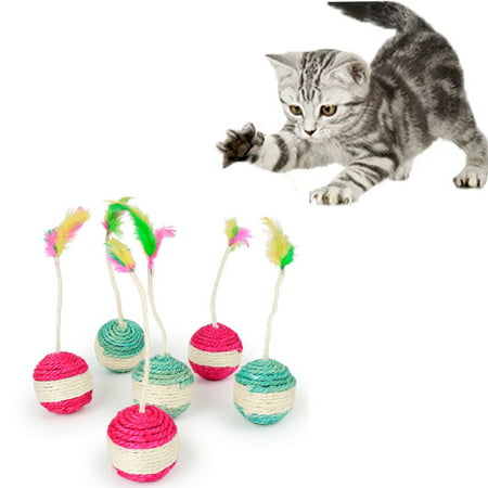 Mosunx Pet Cat Kitten Toy Rolling Sisal Scratching Cat Toy Funny Kitten Play