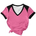 Favoffer Women's Color Block Print T-Shirts V Neck Short Sleeve Casual ...