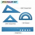 thumbnail image 3 of Uxcell 4pcs Triangular Ruler Set 20mm Aluminum Ruler Geometric Protractor Triangle Ruler Engineering Scale Blue, 3 of 6