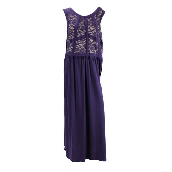 R & M Richards Plum Sleeveless Lace-Top Gown