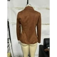 thumbnail image 4 of Uootdi Women's Retro Faux Suede Leather Blazer Notched Collar Button Down Long Sleeve Jackets Work Dressy Business Casual Coat with Pocket, 4 of 5