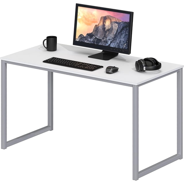 Commercial-Grade Office Computer Desk x cm Silver w/Espresso Top