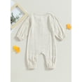 thumbnail image 4 of GXFC Infant Baby Boy Girls Fall One Piece Jumpsuits Newborn Long Sleeve Button Romper Shorts Toddler Autumn Bodysuit Clothes 0-12M, 4 of 8