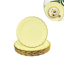 Yellow Paper Plates,20pcs Portable Scalloped Paper Plates for Home,TGY Gold Foil Scalloped Edge,Disposable Dinnerware for Party,Camping