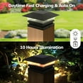 thumbnail image 4 of QUICDEER Solar Post Cap Lights, 4x4 Solar Post Cap Lights, PP/PS, Automatic Light Control, Commonly Used in Gardens, Patios, 3.5x3.5 PVC/Composite, 4 x 4 Wood/PVC/Composite Posts，Black, 6 Pack, 4 of 6