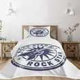 thumbnail image 3 of Ambesonne Rock Music Quilted Bedspread Set 2 Pcs, Vintage Sun Stamp, Twin Size, Cobalt Blue, 3 of 6
