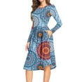 thumbnail image 4 of Aiyino Women's Long Sleeve Polka Dot Casual Dress Pleated Loose Flowy Midi Dress With Pocket, 4 of 4