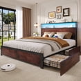 thumbnail image 7 of Bolvdo Queen Size Lodge Medium Density Fiberboard Bookcase Bed with Charging Station, Brown, 7 of 7
