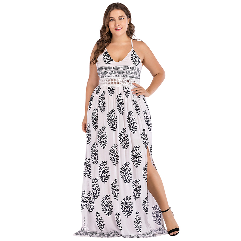 Women/'s Summer V-Neck Print Cami Dress Ladies Holiday Beach Maxi Dress Plus Size