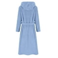 thumbnail image 6 of Girls Fleece Robe with Pockets Bear Ear Hooded Flannel Bathrobe Kids Belted Soft Plush Fuzzy Pajamas Sleepwear (7 Years, Blue), 6 of 7