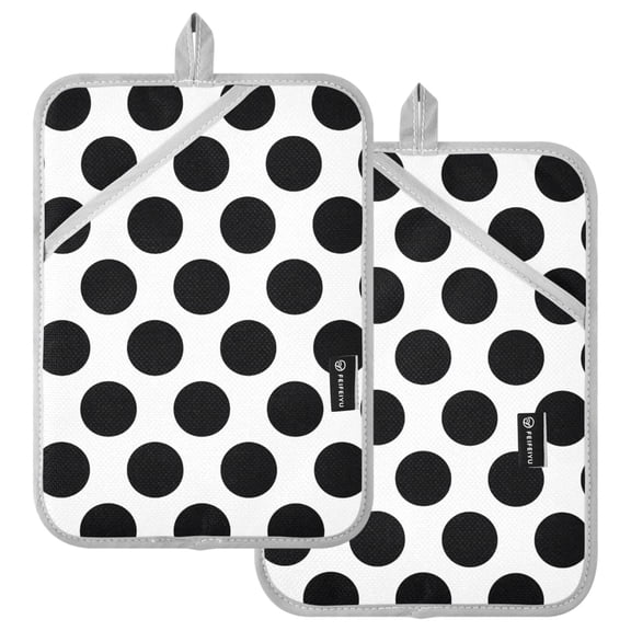Ryvnso Black Dots Pattern Oven Mitts Heat Resistant Pot Holders Set of 2 Hot Pads