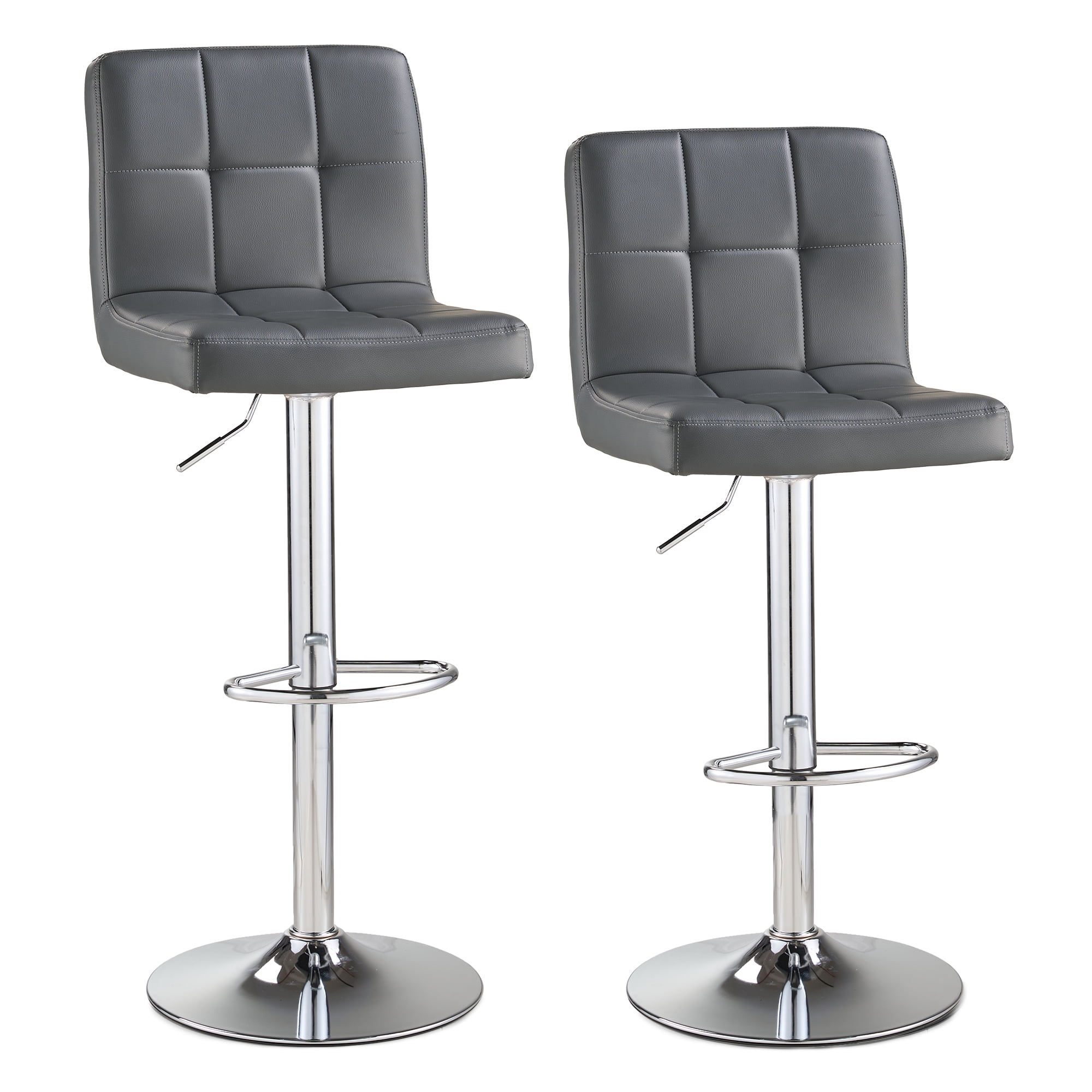 AUNEKIV Bar Stools Set of 2, Thickened Seat Cushion Square Swivel Bar Stools with Back, Adjustable Counter Height Bar Chairs for Kitchen Island, Dining Room, Dark Grey