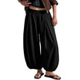 thumbnail image 2 of Womens Baggy Balloon Pants Cotton Linen Barrel Pants High Waisted Wide Leg Pants with Pockets L, 2 of 6