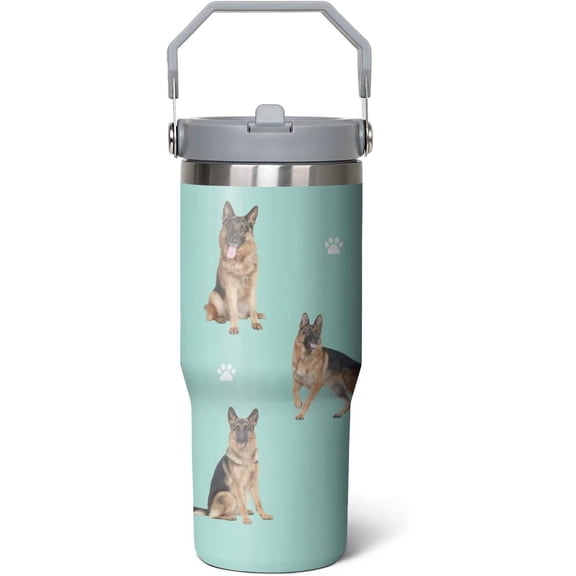 German Shepherd Gift for Dog Lover,30 oz German Shepherd Tumbler Stainless Steel Insulated with Handle (German Shepherd-Seaform, 30 oz)