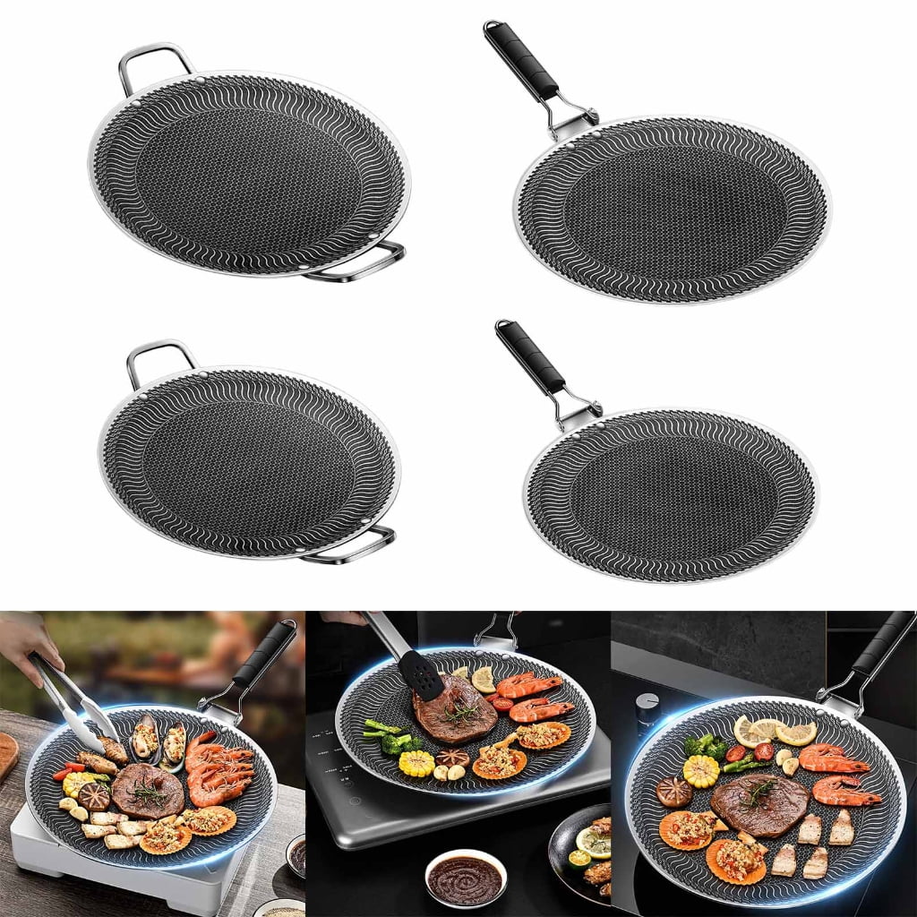 Grills Pans Outdoor Campings Fryings Pans Nonstick Round BBQ Griddle Barbecues Plate for Inductions, Stove,Electric