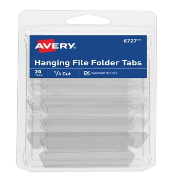 Avery Hanging File Folder Tabs, Clear, 1/5 Cut, Handwrite Inserts, 20 Tabs (16727)