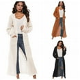 thumbnail image 1 of Women Floor Length Open Front Drape Cardigan Lightweight Long Sleeve Maxi Duster with Pockets Beige L, 1 of 5