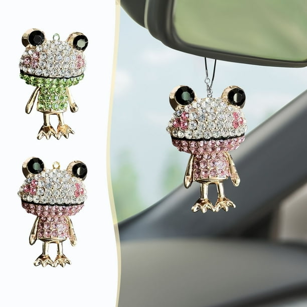 Colgador de retrovisor Frog - Accesorio de coche con pedrería y hebilla de aleación, decoraciones y adornos interiores de automoción
