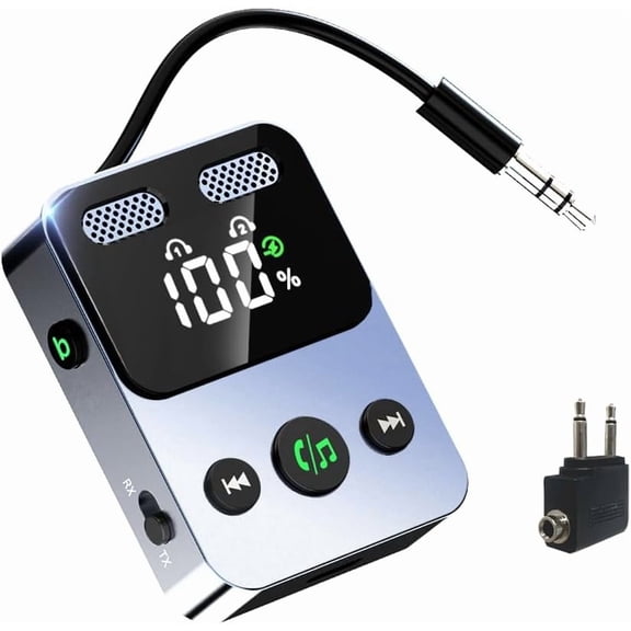 MUSICOZY Bluetooth Transmitter Receiver, 2-in-1 Bluetooth 5.3 Adapter for TV, Airplane, Gym Equipment, Cars, PC, Supports 2 Wireless Headphones, Cell Phones, Wireless Receiver