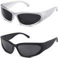 thumbnail image 1 of Gafas de Sol Envolventes milramtob Y2K Plateadas a la Moda, 1 of 6