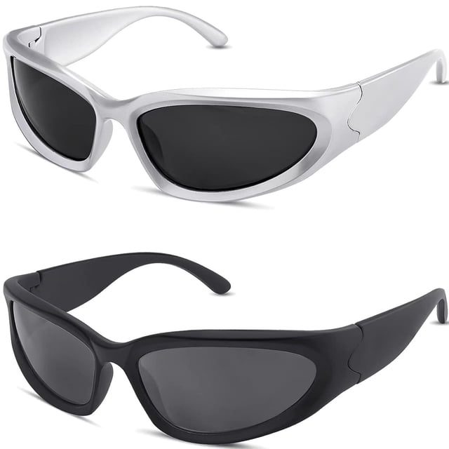 Gafas de Sol Envolventes milramtob Y2K Plateadas a la Moda