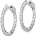 thumbnail image 2 of Sterling Silver Cz 52 Stones In And Out Round Hoop Earrings (19 X 19) Made Indonesia qe7573, 2 of 3