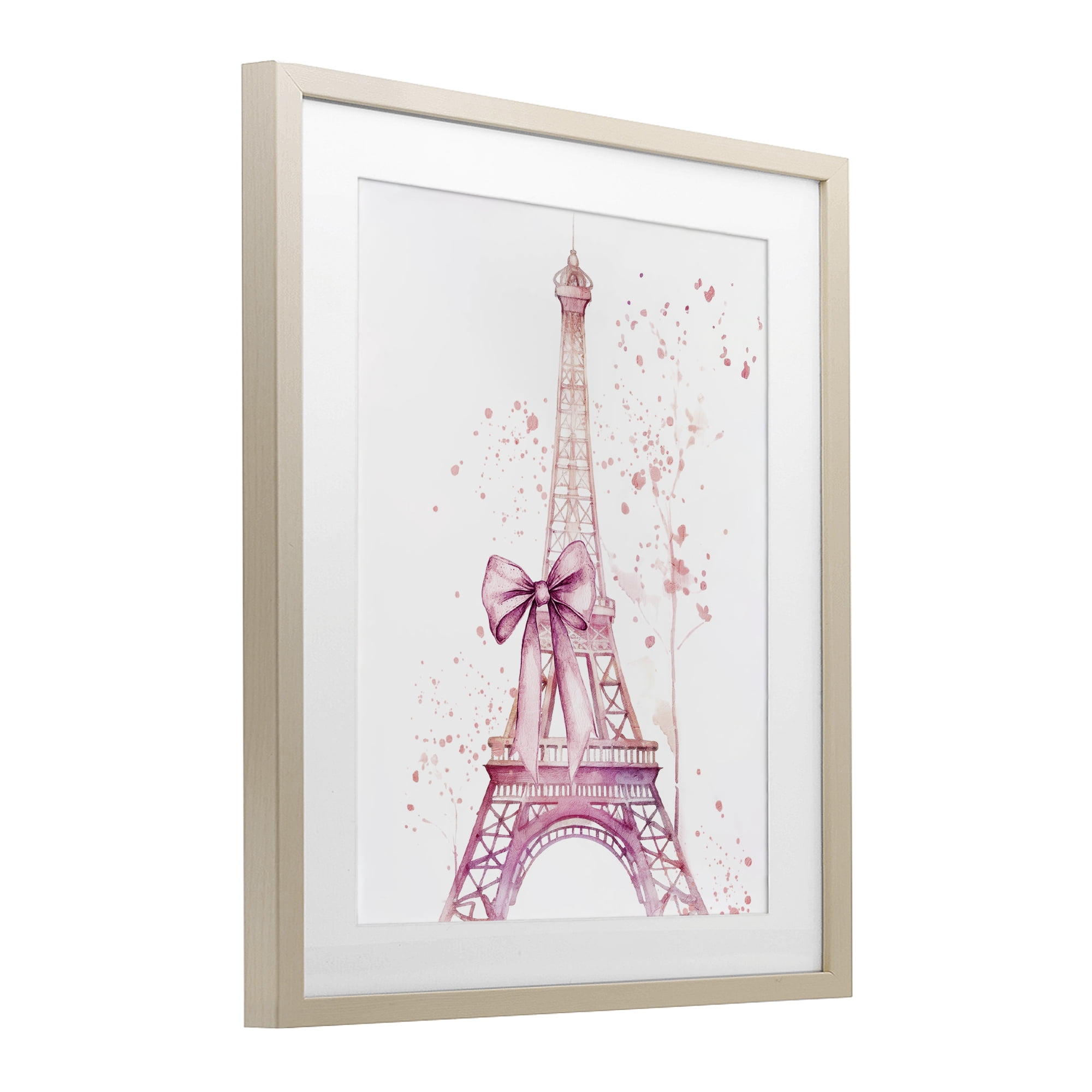 Bow Bedecked Paris Tower Birch Framed Print Under Glass, design by Kim Allen