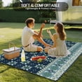 thumbnail image 4 of Dark Blue Flowers Outdoor Rug for Patio/Deck/Porch, Non-Slip Large Area Rug 6 x 9 Ft, Vintage Rustic Abstract Floral Aesthetic Indoor Outdoor Rugs Washable Area Rugs, Camping Rug Carpet Runner, 4 of 8