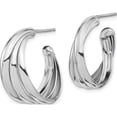 thumbnail image 2 of Sterling Silver Jbsp's Rhodium-Plated Polished Hoop Earrings (24.3 X 26) Made In Italy qle1289, 2 of 5
