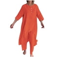 thumbnail image 2 of PuLe Long Sleeve Tops for Women Linen Sets for Women 2 Piece Linen Suit Pants Two Piece Long Sleeve Maxi Dress and Wide Leg Pant Set Linen Outfits, 2 of 6