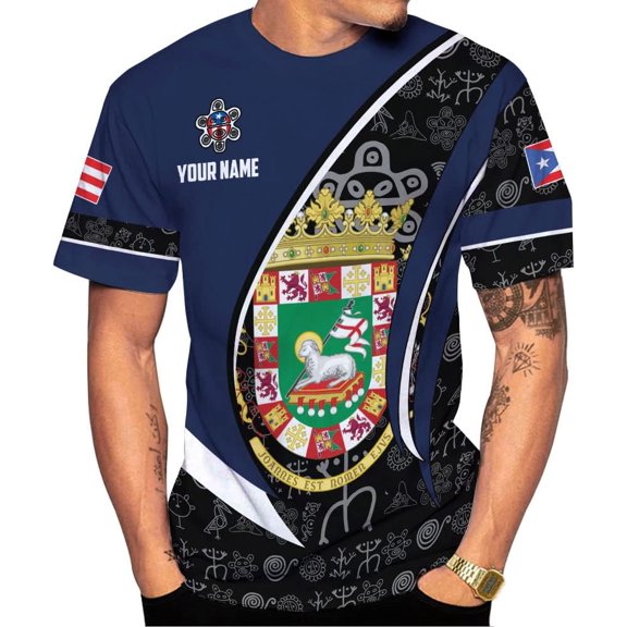 Personalized Name Puerto Rico T-Shirt 3D, Puerto Rico Shirt for Men Women, Puerto Rico Flag T Shirt All Over Printing S-5XL (T-shirt, S)