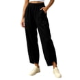thumbnail image 2 of Samdudou Womens Joggers Curved Hem Lounge Pants Front Patch Pockets Elastic Waist Active Trousers Casual Solid Daily Work Wear, 2 of 6