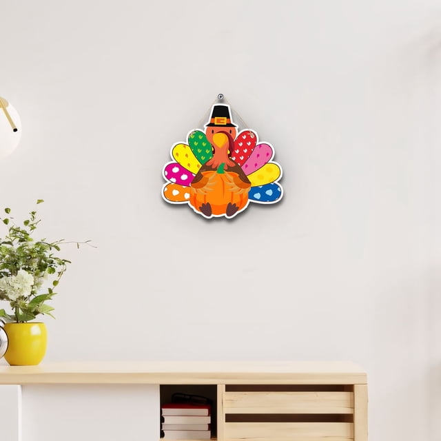 Decoraciones para puerta de Acción de Gracias | Decoración colgante de otoño para porche con un bonito diseño de pavo | Letrero colgante de otoño para interiores y exteriores, ideal para puerta de