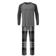thumbnail image 5 of KyCheLot Men's Pajama Set Crewneck Long Sleeve Tees Stretchy Elastic Waist Wide Leg Pants Comfy Sleepwear, 5 of 7