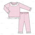 thumbnail image 4 of Conjunto de pijama para niños, pijamas de punto a juego, pijamas de Pascua con volantes a cuadros de verano, ropa de dormir para bebés y niños, 4 of 4